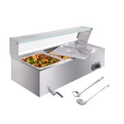 Ataucjin Bain Marie Buffet Commercial Food Warmer 10 x 12QT, Countertop Stainless Steel Steam Table with Tempered Glass Shade Temperature Control \u0026 Lid for Buffet Party Catering Restaurant, 1800W